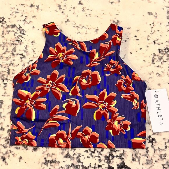 NWT Athleta Conscious Crop Printed Floral Sports Bra Long Yoga Workout Womens M - Picture 1 of 7